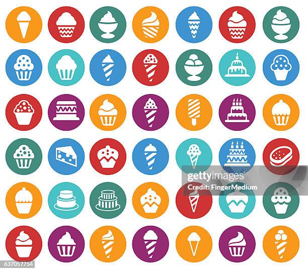 cakes and cupcakes icon set - bundt cake stock illustrations