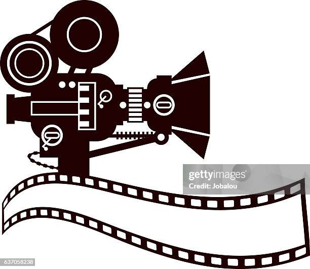 stockillustraties, clipart, cartoons en iconen met vintage movie camera clip art - camera stand