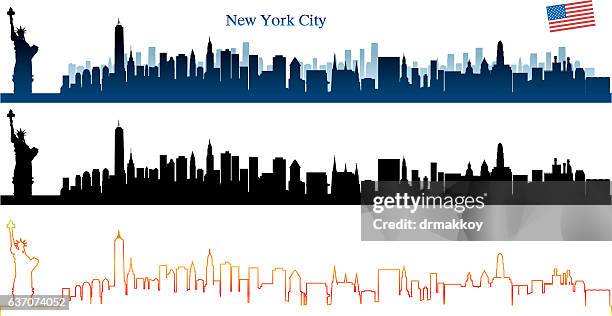 new york city skyline - wall street lower manhattan stock illustrations