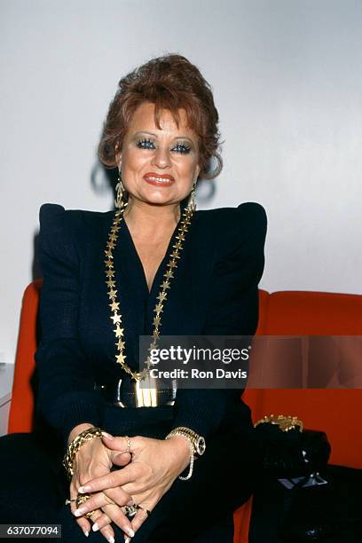 Evangelist and television personality Tammy Faye Bakker poses for a portrait at The National Association of Television Program Executives convention...