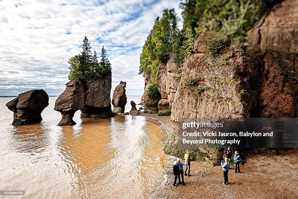 Tides at Hopewell Rocks and Lovers Arch in New Brunswick, Canada