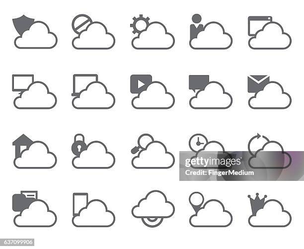 cloud computing icon set - security settings stock illustrations