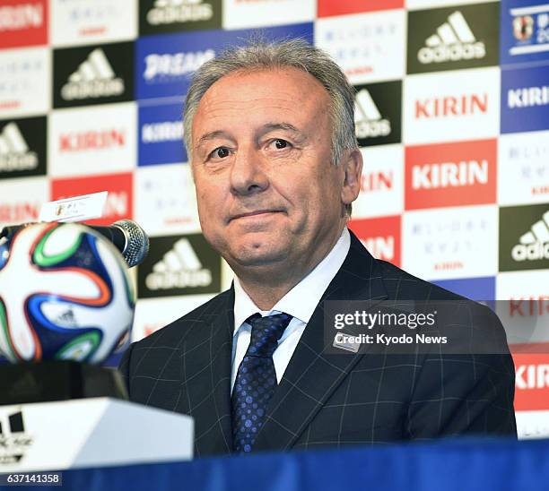 Japan - Japan coach Alberto Zaccheroni holds a press conference in Tokyo on May 12, 2014. Zaccheroni named the members of the national squad for the...