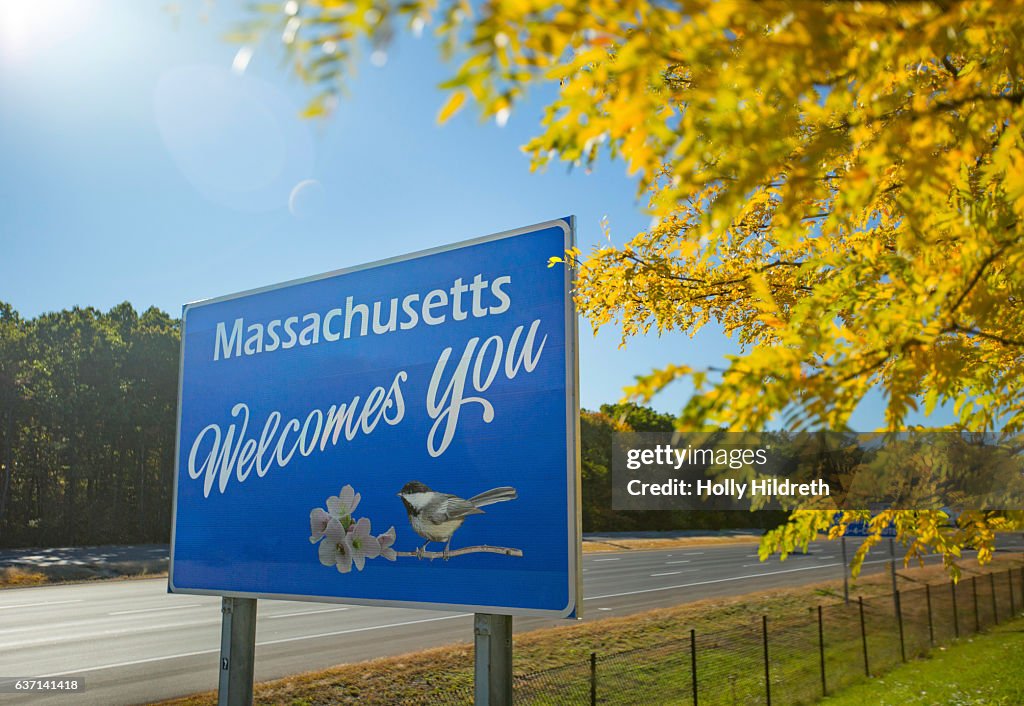 Massachusetts Welcome sign