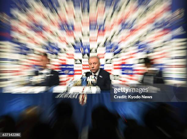 Japan - Japan coach Alberto Zaccheroni holds a press conference at a Tokyo hotel on May 12 to announce the members of the national squad for the...