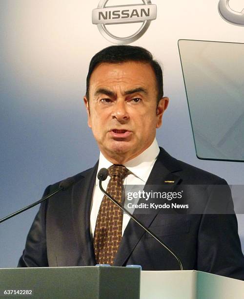 Japan - Nissan Motor Co. President and Chief Executive Officer Carlos Ghosn holds a press conference in Yokohama on May 12 on the automaker's...