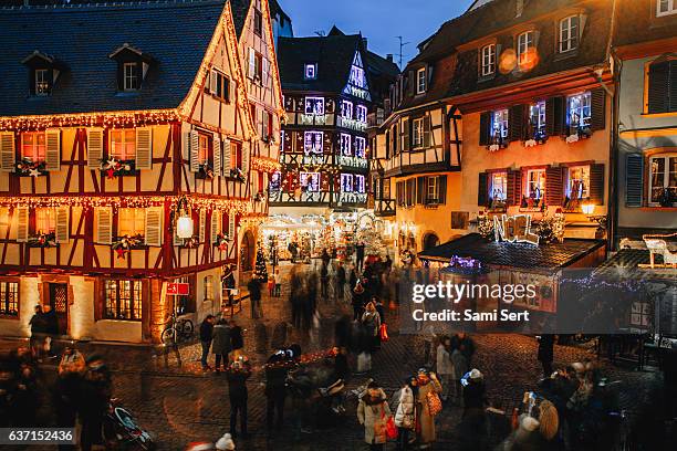 christmas time in colmar, alsace, france - french village stock pictures, royalty-free photos & images