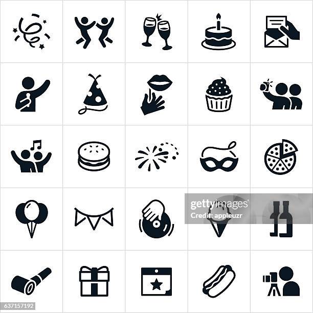 stockillustraties, clipart, cartoons en iconen met celebration icons - cupcake