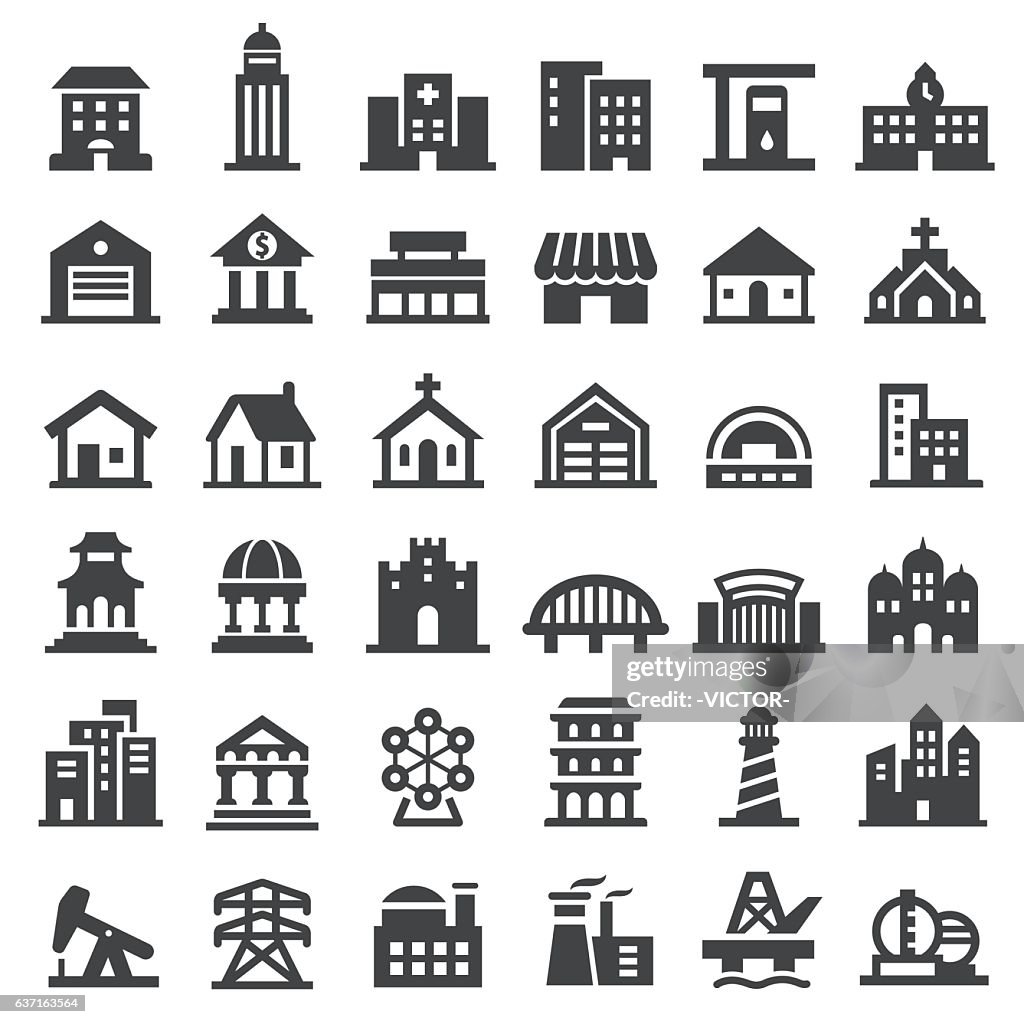 Conjunto de iconos de edificios - Big Series