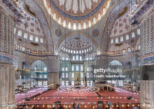 interior view of the blue mosque,istanbul,turkey - blue mosque stock-fotos und bilder