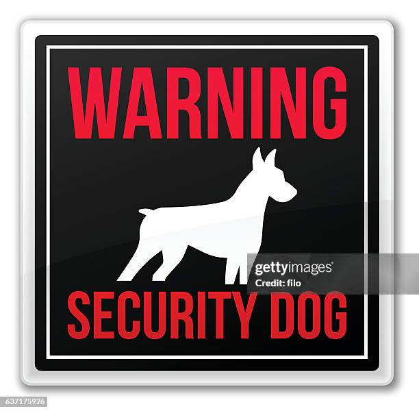 warning security dog sign - keep out sign stock illustrations