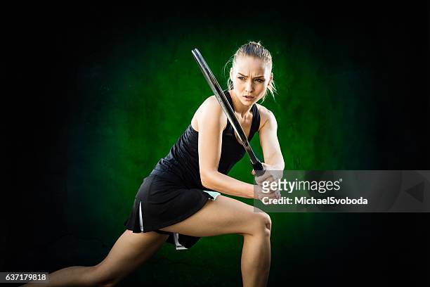 women tennis player on color background - sport set stock pictures, royalty-free photos & images