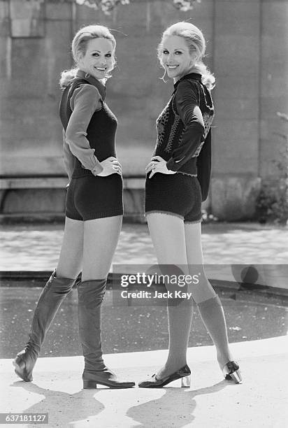 Identical twins Ellen and Alice Kessler make their London debut at the Savoy Hotel, UK, 2nd May 1971.