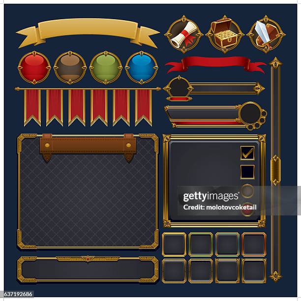 bildbanksillustrationer, clip art samt tecknat material och ikoner med antique gaming graphic elements - grafiskt användargränssnitt