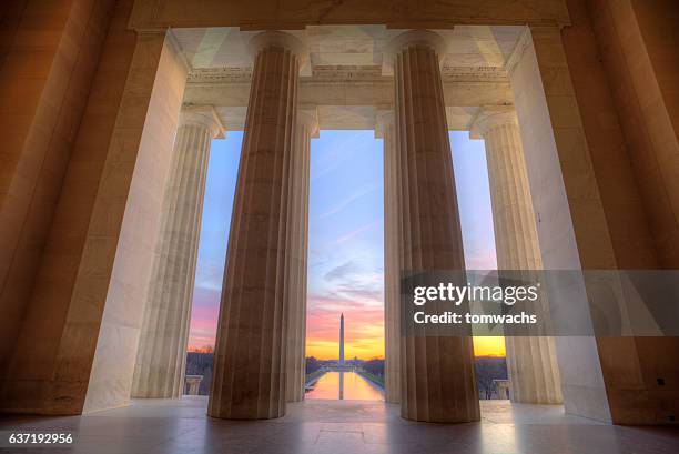 lincoln memorial ad alba - national monument foto e immagini stock