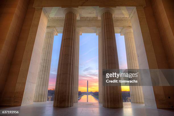 lincoln memorial at sunrise - washington dc stock pictures, royalty-free photos & images