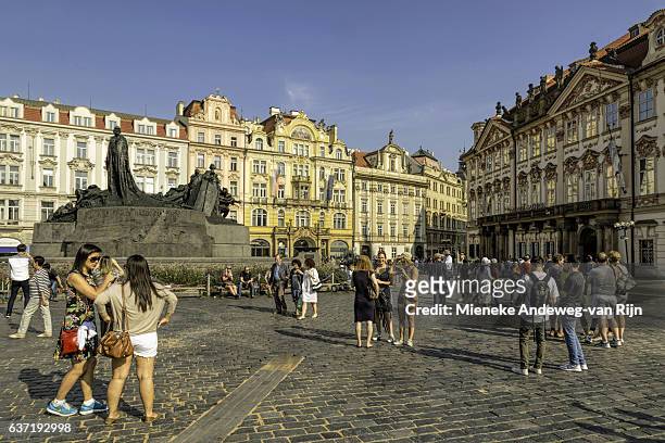 the old town square of prague, a unesco world heritage site, czech republic. - mieneke andeweg stock pictures, royalty-free photos & images