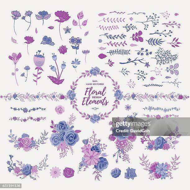 floral design elements - maroon flowers stock illustrations
