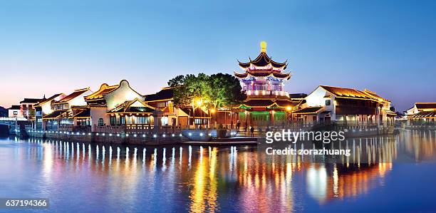 suzhou garden at sunset - suzhou china stock pictures, royalty-free photos & images