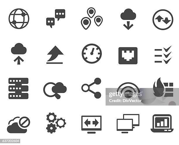 network icon set - electrical control panel stock illustrations