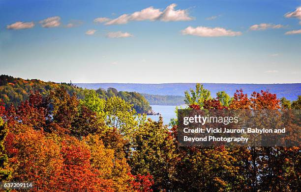 fall foliage at baddeck, nova scotia - baddeck stock pictures, royalty-free photos & images