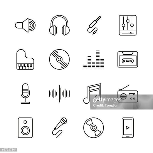 ilustrações de stock, clip art, desenhos animados e ícones de music icons - line series - radio icon