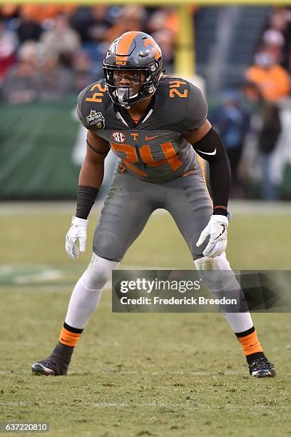 Todd Kelly Jr. #24 of the University of Tennessee Volunteers plays against the Nebraska Cornhuskers during the Franklin American Mortgage Music City...