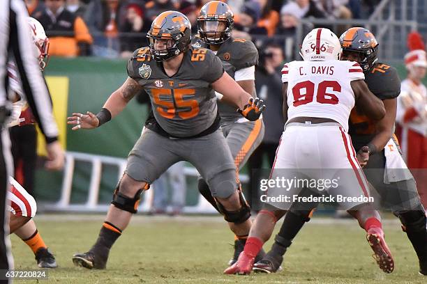 Coleman Thomas of the University of Tennessee Volunteers plays against the Nebraska Cornhuskers during the Franklin American Mortgage Music City Bowl...