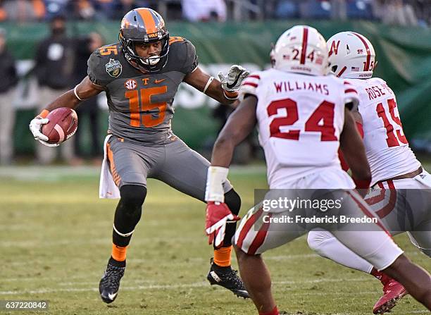 Jauan Jennings of the University of Tennessee Volunteers plays against the Nebraska Cornhuskers during the Franklin American Mortgage Music City Bowl...