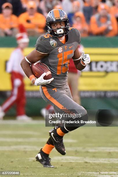 Jauan Jennings of the University of Tennessee Volunteers plays against the Nebraska Cornhuskers during the Franklin American Mortgage Music City Bowl...