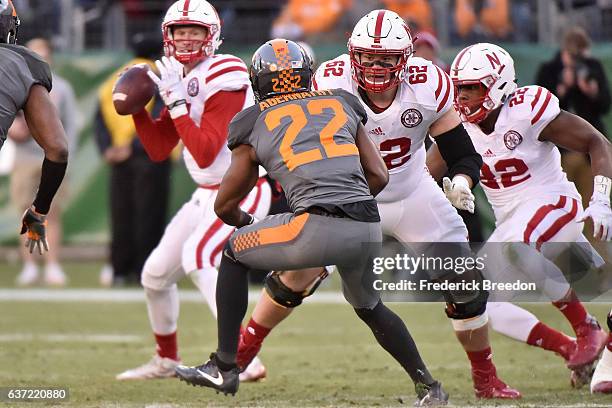 Cole Conrad of the Nebraska Cornhuskers plays against the University of Tennessee Volunteers during the Franklin American Mortgage Music City Bowl at...