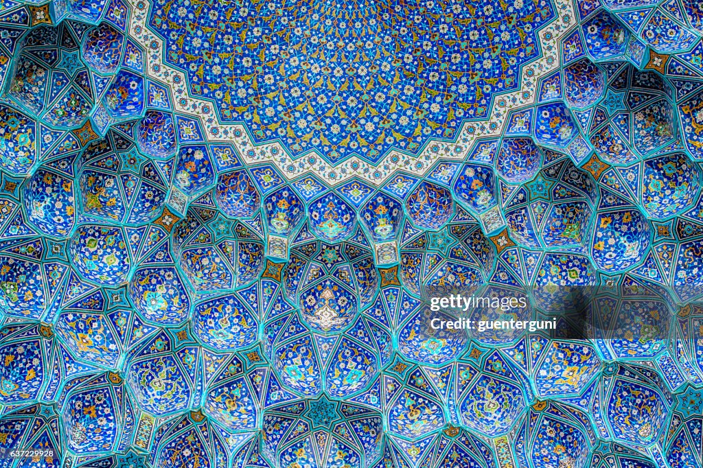 Tilework at Shah Mosque on Imam Square, Isfahan, Iran