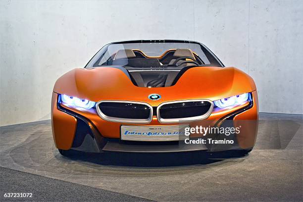 bmw i vision future interaction - bmw i8 stock pictures, royalty-free photos & images