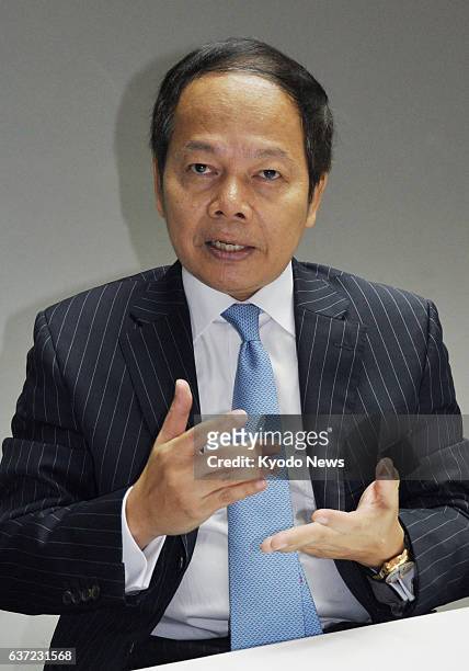 Thailand - Former Thai Foreign Minister Noppadon Pattama speaks in an interview at the headquarters of the Pheu Thai Party in Bangkok on May 12,...
