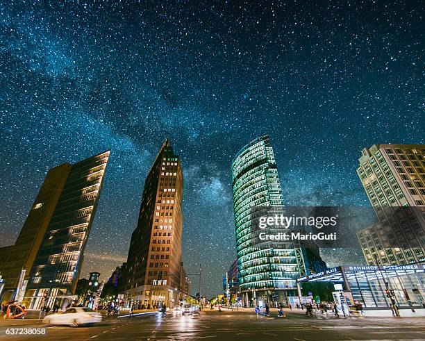 potsdamer platz under the stars - berlin night stock pictures, royalty-free photos & images