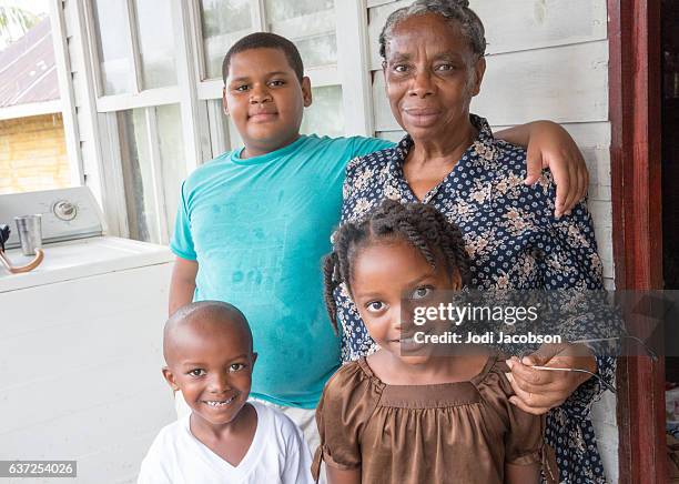 series:proud honduran grandmother with her three grandchildren - honduras family stock pictures, royalty-free photos & images