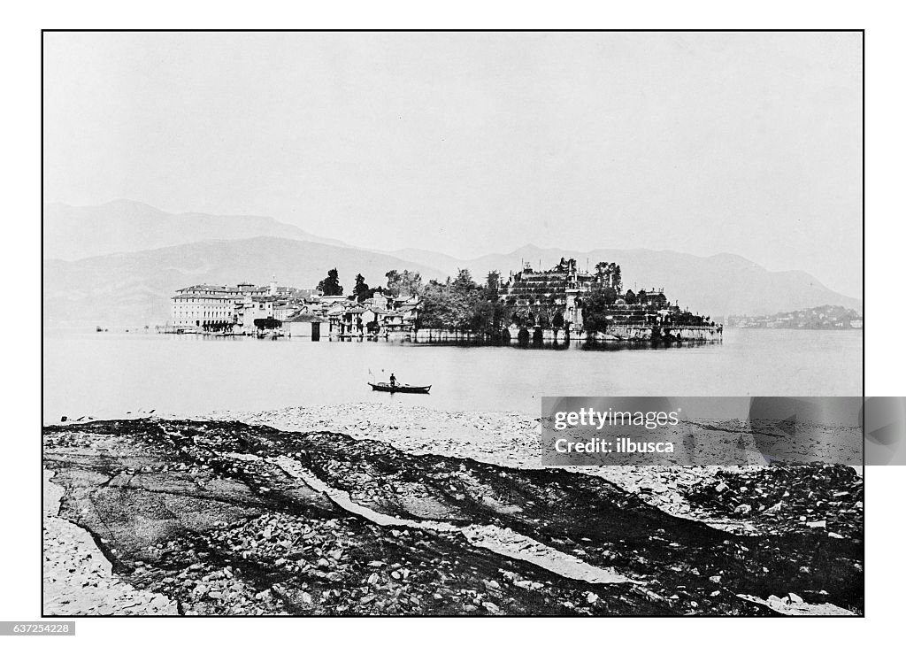 Antique dotprinted photographs of Italy: Alpine lakes, Lake Maggiore