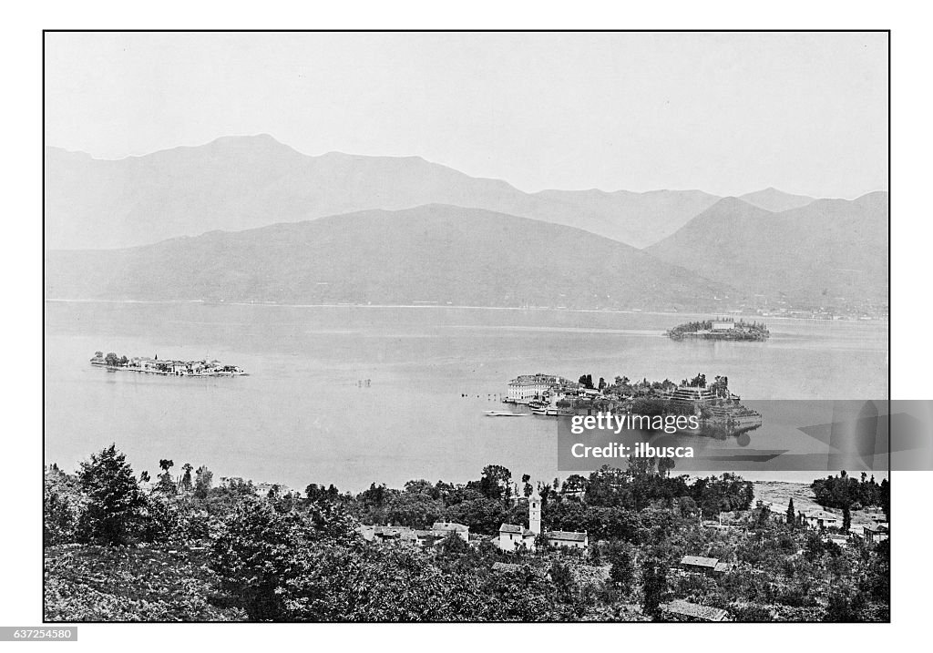 Antique dotprinted photographs of Italy: Alpine lakes, Lake Maggiore