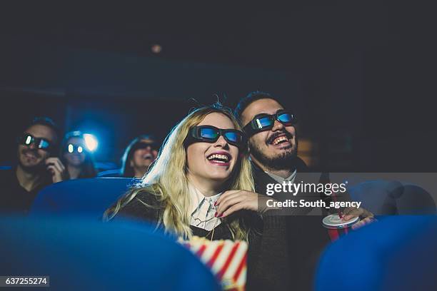 having a laugh - 3 d glasses stock pictures, royalty-free photos & images