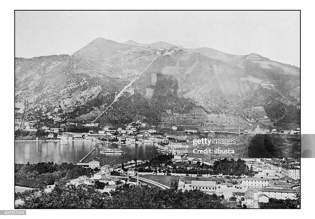 Antique dotprinted photographs of Italy: Alpine lakes, Como