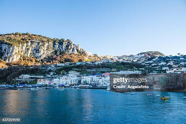 sunset on capri harbor - isle of capri sunset stock pictures, royalty-free photos & images