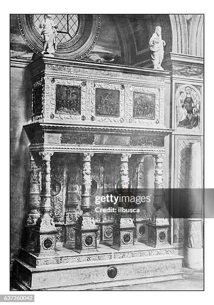 antike punktgedruckte fotografien von italien: lombardei und emilia, brescia, denkmal - brescia stock-grafiken, -clipart, -cartoons und -symbole