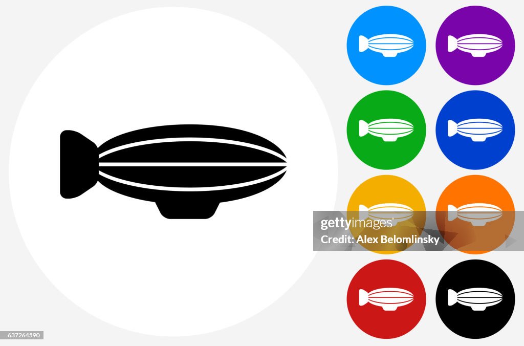 Blimp Icon on Flat Color Circle Buttons