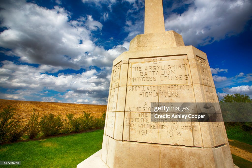 A first world war memorial at Beaumont Hamel on the Somme, France.