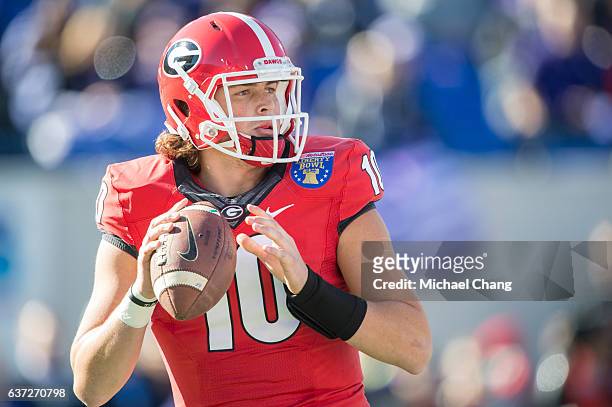 Quarterback Jacob Eason of the Georgia Bulldogs during their game against the TCU Horned Frogs at Liberty Bowl Memorial Stadium on December 30, 2016...