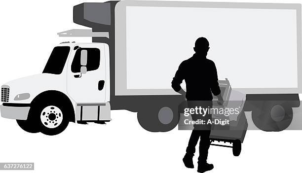 business delivery - pushing dolly stock illustrations