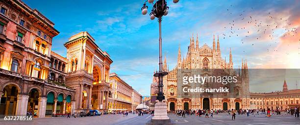 piazza duomo in milan - milan stock pictures, royalty-free photos & images