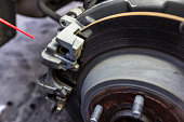 Cleaning car brake pad and disc with caliper