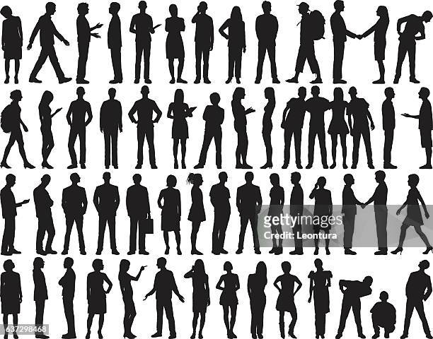 highly detailed people silhouettes - in silhouette stock illustrations