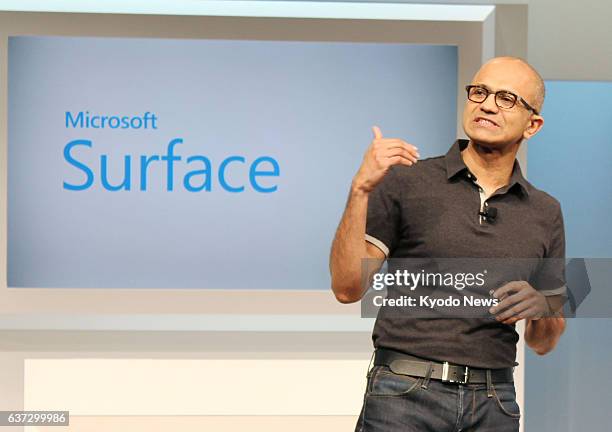 United States - Microsoft Corp. CEO Satya Nadella speaks at a presentation for the company's new Surface Pro 3 tablet computer in New York on May 20,...